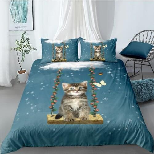 3D Design Duvet Cover Sets Bedding Sets Quilt Covers Pillow Cases 173*230 230*230 265*230 180*210 Animal Cat Custom Bedding sets