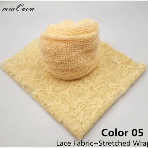 Lace Backdrop+Knit Stretch Wrap Full Set for Newborn Photography Props Wrap for Baby Photo Baby Cocoon Wrap Studio Accessories