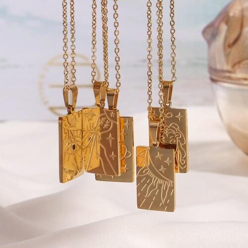 Trendy Zodiac Pendent Thin O Chain Stainless Steel Gold Plated Waterproof Tarnish Free Necklace For Women Gifts Party Jewelry