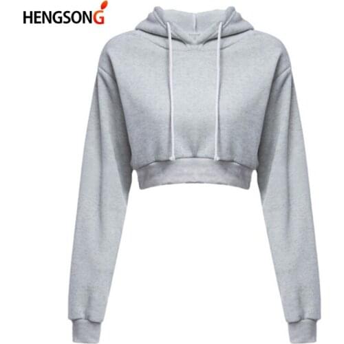 Fashion Womens Crop Top Hoodies Hooded Sweatshirts Spring Long Sleeve Short Sportswear 2021 New Female Pullovers Tops