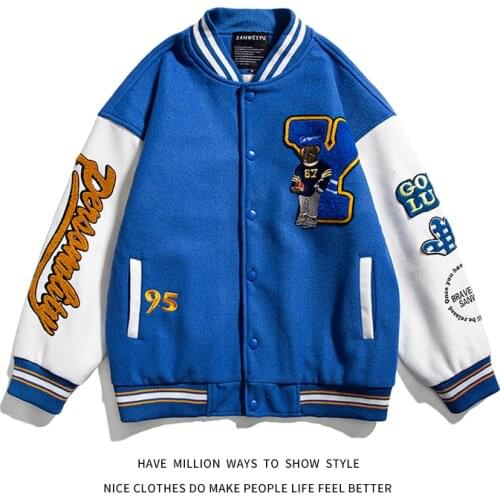 2021 New Autumn Cartoon Embroid Mens Baseball Bomber Jacket Unisex Womens Letter Varsity Coat Couple Campus Streetwear Casual