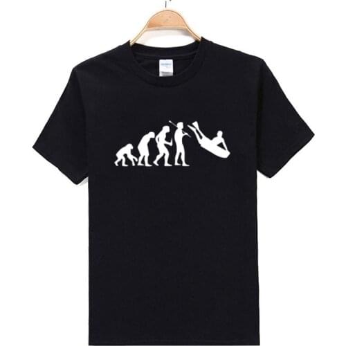 Men Brand O-Neck Short Sleeve Tee Shirt Seaside Resort Casual T-shirt New Human Evolution Body Board Fun T Shirts