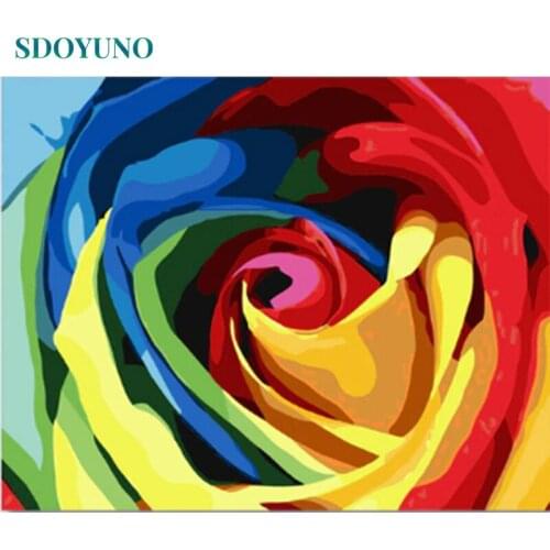 SDOYUNO Rose Painting By Numbers For Adults Flowers 60x75cm DIY Pictures Paint By Numbers On Canvas Frameless Hand Painting