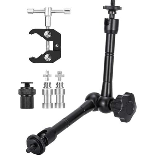 New Magic Arm With Super Clamp 11 inch Articulating Friction Crab Clamp With 1/4 inch And 3/8 inch Thread For Dslr Camera Rig, M
