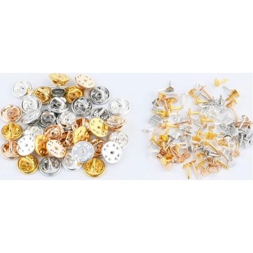 30sets Copper Gold Silver Rhodium Color Brooch Base Holder Butterfly Brooch Pins Badge Holder For Diy jewelry Making Findings