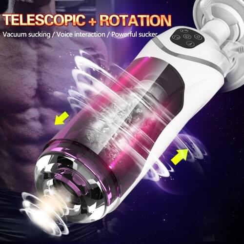 Penis Sucker Automatic Telescopic Rotation Male Masturbator Cup Real Vagina Pussy Vibrator Handsfree Machine Sex Toys for Men