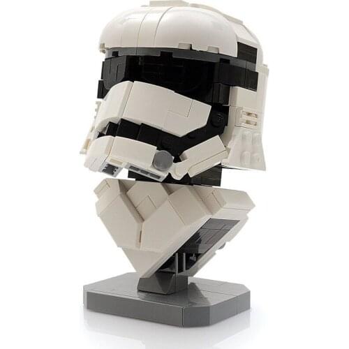 Moc-12875 Star Series White Soldier Helmet Bust Compatible With Assembled Building Blocks Build Art With Building Blocks