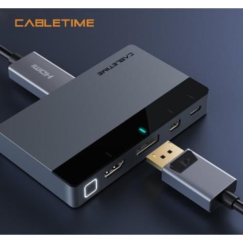 CABLETIME LED Wireless Display Switcher 4 in 1 HDMI HDR Button Switch HUB Projector for PC Laptop Macbook Aoc N414