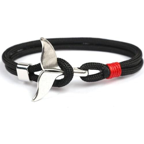 Kirykle Trend Man Bracelet Whale Tail Viking Bracelet Charms Handmade Red Rope Braslet for Men Wristband String Jewelry Gift