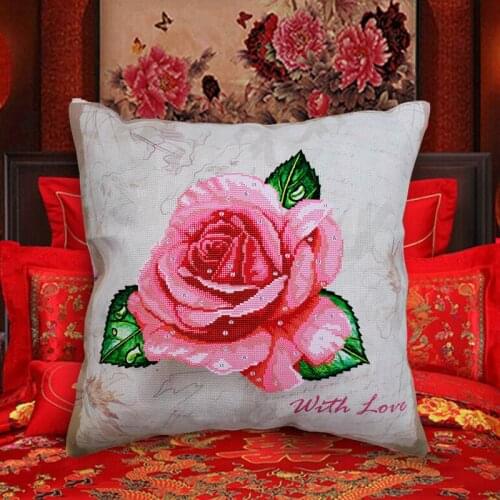 Cross stitch pillow kit embroidery needlework sets Diy printed 5D cross stitch pillow kits patterns paintings accessories fabric