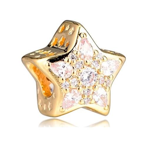 CKK Silver 925 Jewelry Shine Celestial Star Charm Fits Original Bracelets Sterling Silver Beads