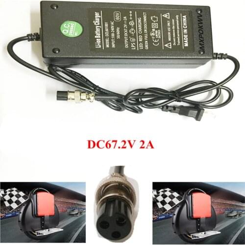 MXPOKWV DC67.2V 2A Wheelbarrow Scooter Charger Smart Lithium Power Adapter For Self Balancing Scooter Battery 60V EU US Plug