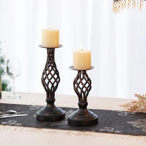 Iron Candle Holder Stable Elegant Decorative Metal Hollow Out Candle Holder Lamp Stand Candlestick for Home