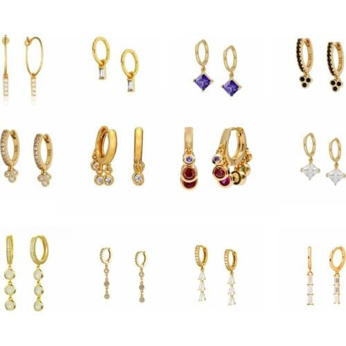 YUXINWOME 925 Silver Ear Buckle Colorful Zircon Charm Piercing Hoops Pendiente Luxury Jewelry For Loops Rock Punk Clip Round A40