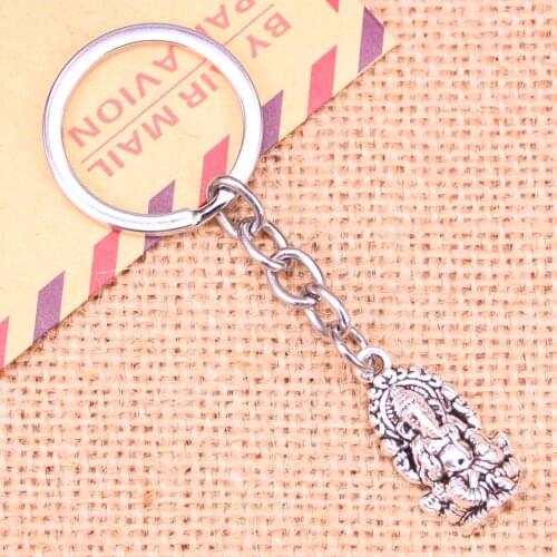 20pcs New Fashion Keychain 26*14 mm Ganesha elephant buddha Pendants DIY Men Jewelry Car Key Chain Ring Holder Souvenir For Gift