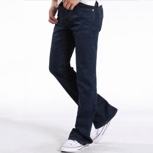 2021 Autumn New Jeans For Men Classic Design Dark Blue Denim Stretch Jeans