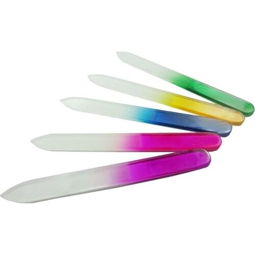 20X CRYSTAL GLASS NAIL FILE with SLEEVE 12CM/4.8" MULTI COLOR NEW #NF012