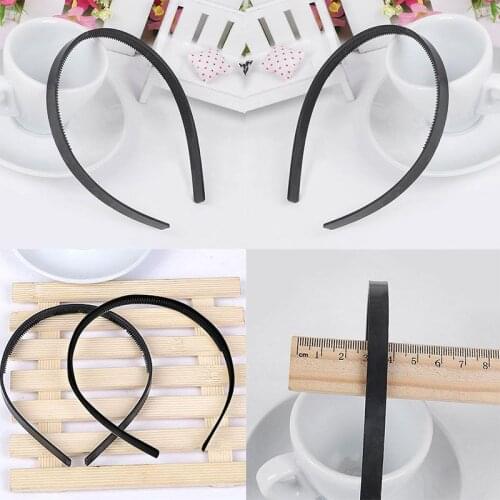 3Pcs Women Girls Black Acrylic Dual Row Teeth Comb Hair Hoop 7mm Width Headband