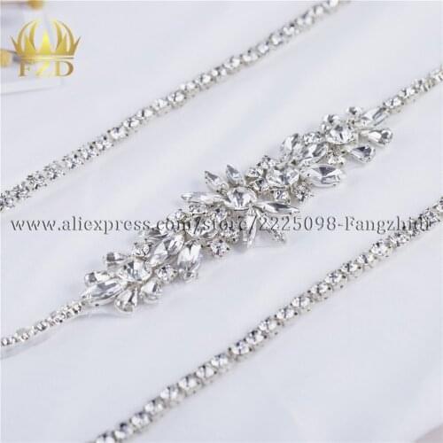 FZD 1 yard Handmade Crystal Rhinestone Applique for Garment Dresses Headbands Bridal Garters Waistband DIY Decorative Belt