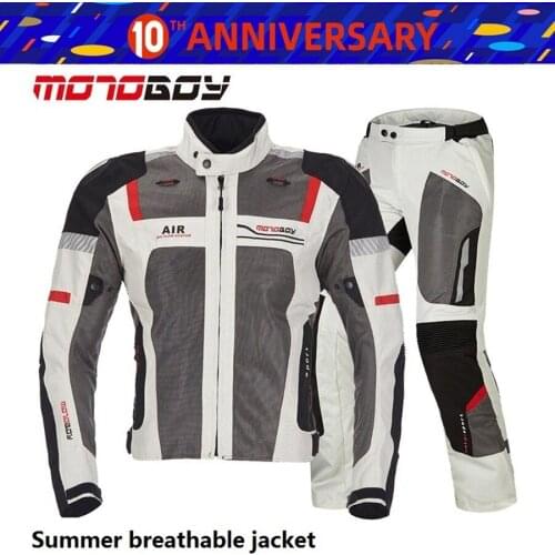 Free shipping 1set Summer Spring Motorbike Motocross Mesh Breathable Fabric Racing Suit Motorcycle jacket&pants With 9pcs pads