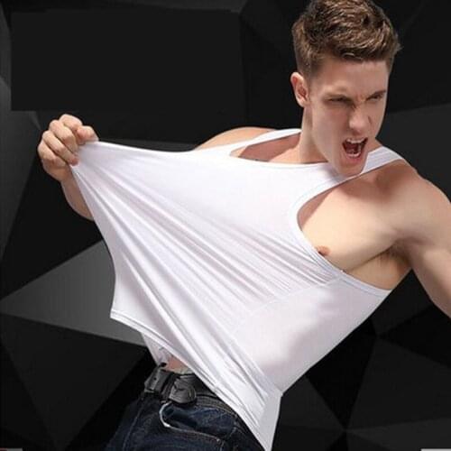 Breathable Bamboo Fiber Viscose Black Tank Top Men Gym Slim Fit Tanktop White Fitness Clothing For Bodybuilding Clothes Stretch