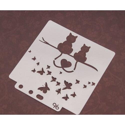 Spray Pattern DIY Scrapbooking Paper Pre-Drawing Lace Ruler Spray Masking Version Drawing Masking Hollow Out Template Couple Cat