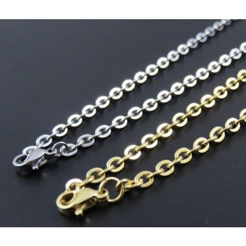 Gold-Color 3mm Stainless Steel Classic Chain Necklace For Man Women Stainless Steel Jewelry 40cm 50cm 60cm 70cm 80cm 90cm