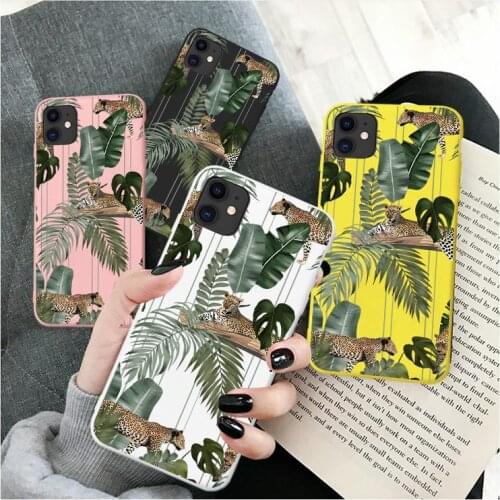 Tropical plant Leopard Phone Case Cover For Iphone XS Max XR X 8 6 6S 7 Plus 12 11 Pro MAX SE 2020 Luxury Soft Back Cases Shell