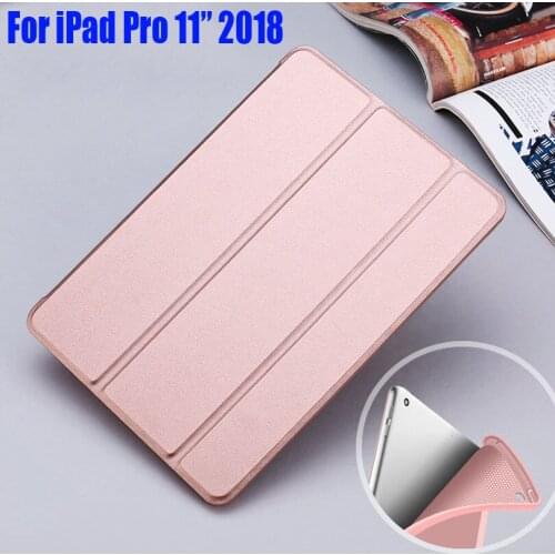 PU Leather TPU Silicon Back Case For iPad Pro 11 2018 Slim Light Weight Smart Cover for iPad Pro 11 inch IPP1