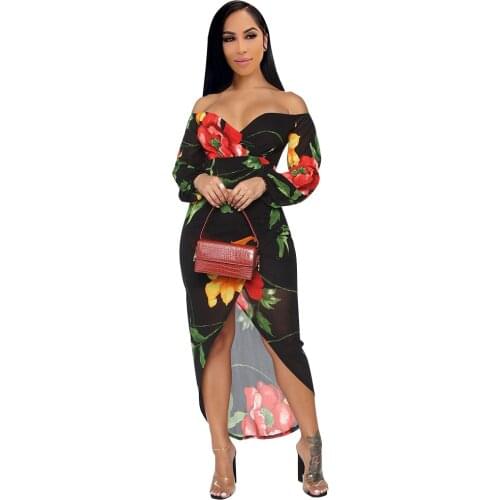 Off Shoulder Slash Collar Long Sleeve Elegant Fashion Office Lady French Vintage Holiday Party And Club Sexy Women Dress