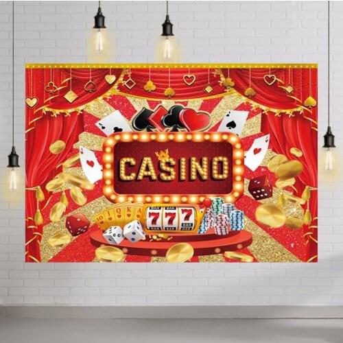 Casino Poker Birthday Party Photography Background Las Vegas Red Curtain Stage Backdrop Photo Studio Decor Banner Props