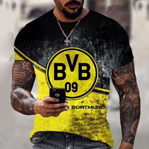 New Summer Mens Bvb T-shirt Dortmund Club Summer Top 3d Clothes Street Hip Hop Fashion Oversized Mens Casual Sports Shirt