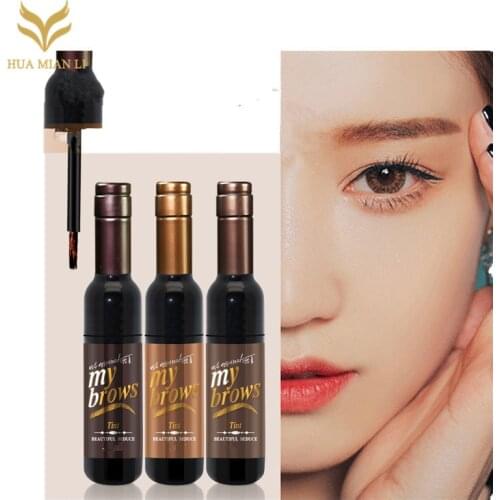 6 Colors Red Wine Bottle Eyebrow Cream MakeUp ENhancer Dye Eye Brow Peel Off Tattoo Tint Waterproof Long-lasting Gel Cream