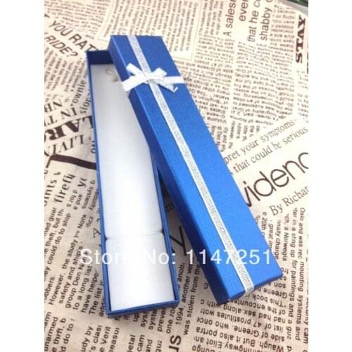 Hot Sale 48pcs/lot Blue Paper Necklace Box 20x4x2cm Wedding Decoration Anklet Bracelet Necklaces Display Packaging Boxes