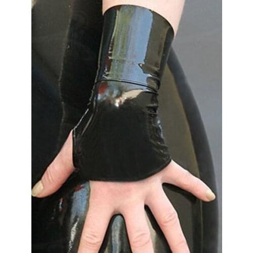 Hot new design sexy exotic lingerie black red latex short wrist no fingers gloves cekc zentai uniform costumes fetish