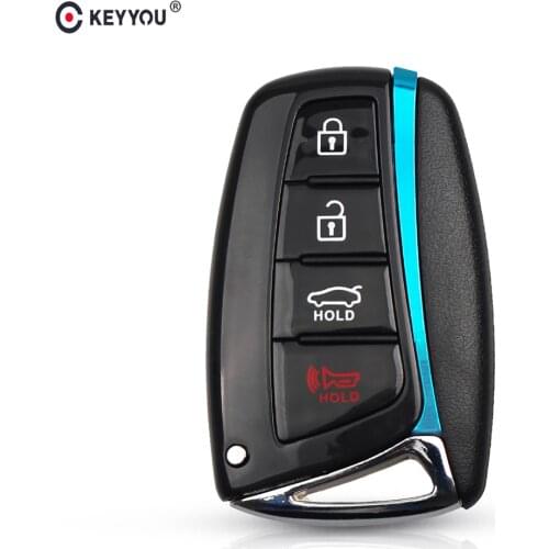 KEYYOU 3+1/4 Buttons Smart Key Car Remote Control Key Case For Hyundai Santa Fe IX45 Azera Genesis 2013-2015 Key Shell Fob