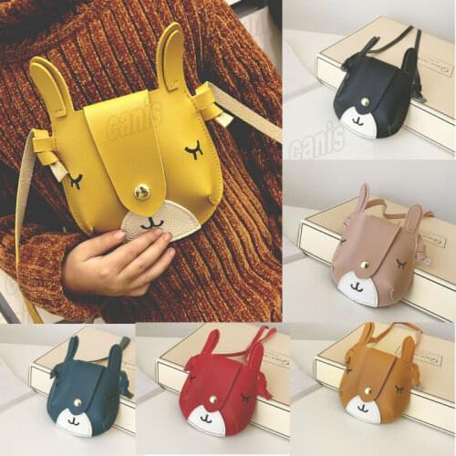 Students Kids Baby Girls Cute Dog 3D Ears Coin Purses Gift Girls Princess Leather Handbag Cross Body Messenger Satchel Bags