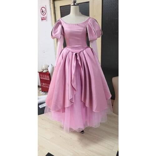 Princess mermaid Cosplay Costume Dress women princess pink gown pink tulle dress adult custom made