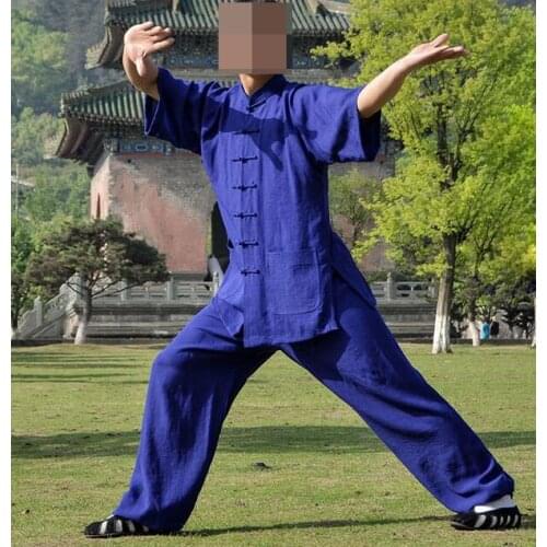 22color UNISEX high quality linen Summer short sleeves wudang tai chi suits martial arts clothing set taiji uniforms blue/gray