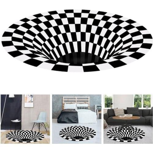 3D Printed Mat Vortex Illusion Living room Rug Carpet Stereo Carpet Vision Door Round Mat Floor G5F8