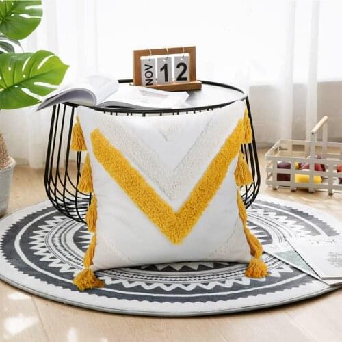 Nordic Tufted Boho Cushion Cover Tassels Throw Pillow Covers Square Decorative Pillow Case for Couch Sofa Bedroom Living Room