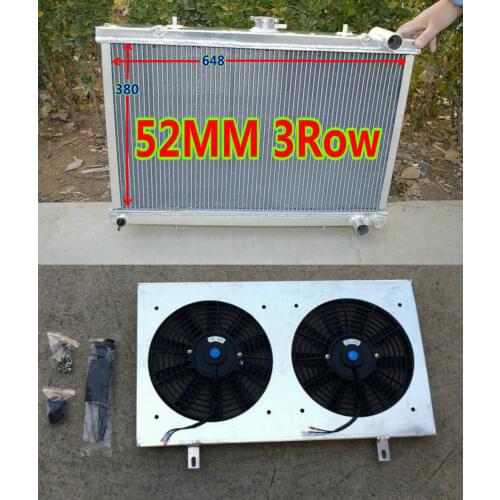 NEW Aluminium Radiator + Shroud FAN FOR Nissan Silvia 180SX Skyline S13 CA18 R32 GTE/GTS/GTR RB26DETT/RB20CET/RB25DE 1989-1994