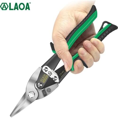 LAOA Curved Blade Shears Iron Sheet Cutter 10"/11" Industrial Standard Double Lever Metalworking Tin Snips Scissors