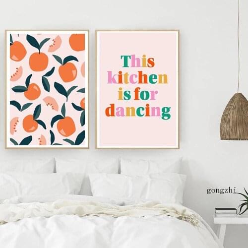 Orange Fruit Nordic Posters Kitchen for Dancing Quote Canvas Painting and Prints Colorful Wall Art Pictures Girl Room Home Decor