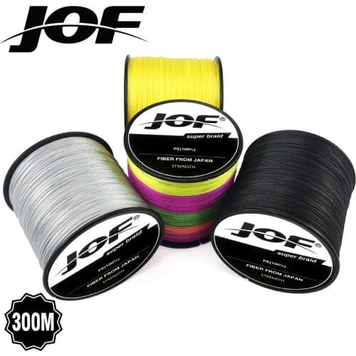JOF Brand 300M PE Braided Fishing Line 4 Strands 10-80LB Multifilament Fishing Line for Carp Fishing Wire for All Fishing