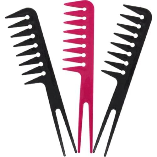 2 in 1 Wide Tooth Heat-resistant Large Wide Tooth Comb Detangling Hairdressing Comb High Quality Black/Pink