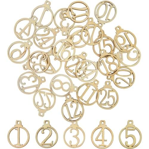 Number 1-25 Christmas Advent Calendar Wooden Christmas Ornaments Gift Tags DIY Christmas Decorations For Home Xmas Party Decor