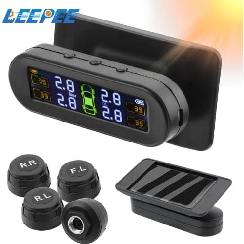 Solar TPMS Temperature Warning Fuel Save With 4 External Sensors Car Tyre Pressure Monitor Tire Pressure Monitoring System