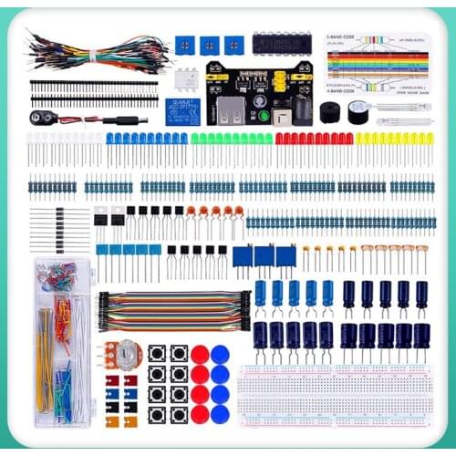 Electronic Component Super Kit With Resistor Transistor RGB Capacitor LED Buzzer Switch Potentiometer for Arduino MEGA2560