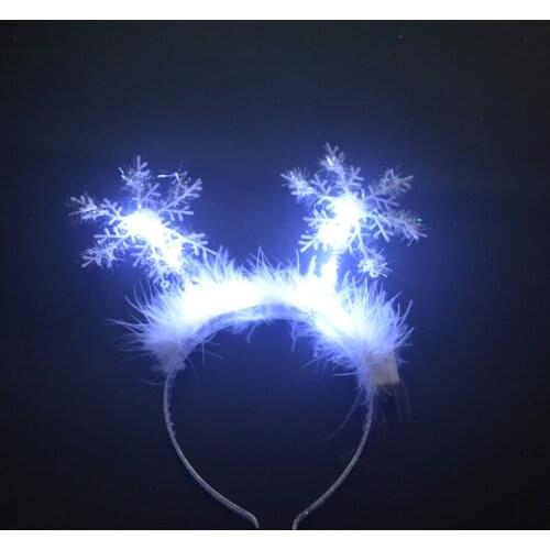 White Blinking LED Lights String Glow Headband Feather Snowflake Hair Hoop Christmas Party Gift Xmas Gift Wedding Birthday
